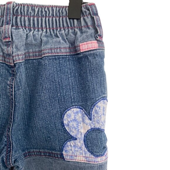 Vintage Y2K 2000s Lee Patchwork Denim Jeans with Flower Appliques, Size 6 - Picture 6 of 7